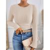 imageANRABESS Long Sleeve Shirts for Women Ribbed Knit Tshirt Slim Fit Crewneck Basic Tee Top 2025 Fall Casual Work Trendy ClothesLight Khaki