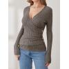 imageANRABESS Long Sleeve Shirts for Women Sexy Sweater V Neck Ribbed Knit Slim Fit Wrap Top 2025 Fall Casual Fashion ClothesCool Ash Brown