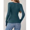 imageANRABESS Long Sleeve Shirts for Women Sexy Sweater V Neck Ribbed Knit Slim Fit Wrap Top 2025 Fall Casual Fashion ClothesTeal