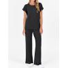 imageANRABESS Lounge Sets For Women Fall Ribbed Knit 2 Piece Pajama Sets Casual Short Sleeve Top and Long Pants Matching OutfitsBlack
