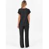 imageANRABESS Lounge Sets For Women Fall Ribbed Knit 2 Piece Pajama Sets Casual Short Sleeve Top and Long Pants Matching OutfitsBlack