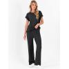 imageANRABESS Lounge Sets For Women Fall Ribbed Knit 2 Piece Pajama Sets Casual Short Sleeve Top and Long Pants Matching OutfitsBlack