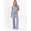 imageANRABESS Lounge Sets For Women Fall Ribbed Knit 2 Piece Pajama Sets Casual Short Sleeve Top and Long Pants Matching OutfitsBlue