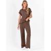 imageANRABESS Lounge Sets For Women Fall Ribbed Knit 2 Piece Pajama Sets Casual Short Sleeve Top and Long Pants Matching OutfitsBrown