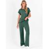 imageANRABESS Lounge Sets For Women Fall Ribbed Knit 2 Piece Pajama Sets Casual Short Sleeve Top and Long Pants Matching OutfitsGreen