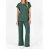 imageANRABESS Lounge Sets For Women Fall Ribbed Knit 2 Piece Pajama Sets Casual Short Sleeve Top and Long Pants Matching OutfitsGreen