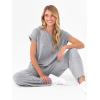 imageANRABESS Lounge Sets For Women Fall Ribbed Knit 2 Piece Pajama Sets Casual Short Sleeve Top and Long Pants Matching OutfitsGrey