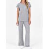 imageANRABESS Lounge Sets For Women Fall Ribbed Knit 2 Piece Pajama Sets Casual Short Sleeve Top and Long Pants Matching OutfitsGrey