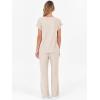 imageANRABESS Lounge Sets For Women Fall Ribbed Knit 2 Piece Pajama Sets Casual Short Sleeve Top and Long Pants Matching OutfitsLight Khaki