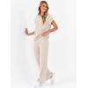 imageANRABESS Lounge Sets For Women Fall Ribbed Knit 2 Piece Pajama Sets Casual Short Sleeve Top and Long Pants Matching OutfitsLight Khaki