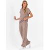 imageANRABESS Lounge Sets For Women Fall Ribbed Knit 2 Piece Pajama Sets Casual Short Sleeve Top and Long Pants Matching OutfitsTan Khaki