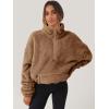imageANRABESS Sweatshirt for Women Zip Up Hoodies Cropped Pullover Fleece Hooded Sherpa Sweaters Tops 2025 Fall Winter ClothesBrown