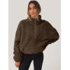 imageANRABESS Sweatshirt for Women Zip Up Hoodies Cropped Pullover Fleece Hooded Sherpa Sweaters Tops 2025 Fall Winter ClothesDeep Brown