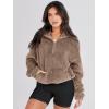imageANRABESS Sweatshirt for Women Zip Up Hoodies Cropped Pullover Fleece Hooded Sherpa Sweaters Tops 2025 Fall Winter ClothesDeep Khaki