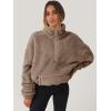 imageANRABESS Sweatshirt for Women Zip Up Hoodies Cropped Pullover Fleece Hooded Sherpa Sweaters Tops 2025 Fall Winter ClothesDeep Khaki