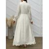 imageANRABESS Wedding Guest Dresses for Women 2025 Fall Formal Long Sleeve Eyelet High Neck Elegant Classic Maxi Dress PocketsBeige