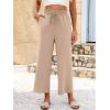 imageANRABESS Women 2025 Summer Casual Flowy Loose High Waist Boho Wide Leg Cropped Palazzo Lounge Beach Vacation Pants TrousersKhaki