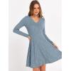imageANRABESS Women Long Sleeve Ribbed Knit Short Dresses 2025 Fall Winter V Neck Casual Swing A Line Sweater DressBlue