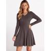 imageANRABESS Women Long Sleeve Ribbed Knit Short Dresses 2025 Fall Winter V Neck Casual Swing A Line Sweater DressChocolate Brown