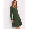 imageANRABESS Women Long Sleeve Ribbed Knit Short Dresses 2025 Fall Winter V Neck Casual Swing A Line Sweater DressDeep Green