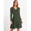imageANRABESS Women Long Sleeve Ribbed Knit Short Dresses 2025 Fall Winter V Neck Casual Swing A Line Sweater DressDeep Green