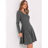 imageANRABESS Women Long Sleeve Ribbed Knit Short Dresses 2025 Fall Winter V Neck Casual Swing A Line Sweater DressDeep Grey