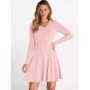 imageANRABESS Women Long Sleeve Ribbed Knit Short Dresses 2025 Fall Winter V Neck Casual Swing A Line Sweater DressPink