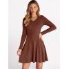 imageANRABESS Women Long Sleeve Ribbed Knit Short Dresses 2025 Fall Winter V Neck Casual Swing A Line Sweater DressRust Orange