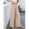 imageANRABESS Women Palazzo Pants Summer Flowy Wide Leg High Waist Lounge Trousers with Pockets 2025 Casual Beach Vacation OutfitsAlmond