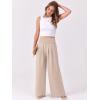imageANRABESS Women Palazzo Pants Summer Flowy Wide Leg High Waist Lounge Trousers with Pockets 2025 Casual Beach Vacation OutfitsAlmond