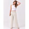 imageANRABESS Women Palazzo Pants Summer Flowy Wide Leg High Waist Lounge Trousers with Pockets 2025 Casual Beach Vacation OutfitsBeige