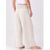 imageANRABESS Women Palazzo Pants Summer Flowy Wide Leg High Waist Lounge Trousers with Pockets 2025 Casual Beach Vacation OutfitsBeige