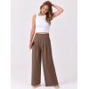 imageANRABESS Women Palazzo Pants Summer Flowy Wide Leg High Waist Lounge Trousers with Pockets 2025 Casual Beach Vacation OutfitsCoffee