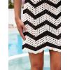 imageANRABESS Women Swimsuit Cover Ups Summer Sleeveless Beach Crochet Swimwear Bathing Suit Knit Swim Dress 2025 Vacation OutfitsBlack White Stripe