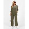 imageANRABESS Womens 2 Piece Outfits 34 Sleeve Loose Tops Wide leg Pants Lounge Pajama Set Casual Travel Loungewear ClothesArmy Green
