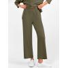 imageANRABESS Womens 2 Piece Outfits 34 Sleeve Loose Tops Wide leg Pants Lounge Pajama Set Casual Travel Loungewear ClothesArmy Green