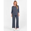 imageANRABESS Womens 2 Piece Outfits 34 Sleeve Loose Tops Wide leg Pants Lounge Pajama Set Casual Travel Loungewear ClothesDark Grey