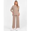 imageANRABESS Womens 2 Piece Outfits 34 Sleeve Loose Tops Wide leg Pants Lounge Pajama Set Casual Travel Loungewear ClothesLight Brown