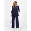imageANRABESS Womens 2 Piece Outfits 34 Sleeve Loose Tops Wide leg Pants Lounge Pajama Set Casual Travel Loungewear ClothesNavy Blue