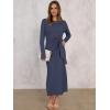 imageANRABESS Womens 2025 Fall Long Sleeve Maxi Dress Crewneck Tie Waist Slit Casual Work Long T Shirt Dresses Trendy OutfitsDark Blue