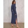 imageANRABESS Womens 2025 Fall Long Sleeve Maxi Dress Crewneck Tie Waist Slit Casual Work Long T Shirt Dresses Trendy OutfitsDark Blue