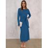 imageANRABESS Womens 2025 Fall Long Sleeve Maxi Dress Crewneck Tie Waist Slit Casual Work Long T Shirt Dresses Trendy OutfitsDeep Blue