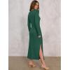 imageANRABESS Womens 2025 Fall Long Sleeve Maxi Dress Crewneck Tie Waist Slit Casual Work Long T Shirt Dresses Trendy OutfitsDeep Green