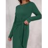 imageANRABESS Womens 2025 Fall Long Sleeve Maxi Dress Crewneck Tie Waist Slit Casual Work Long T Shirt Dresses Trendy OutfitsDeep Green