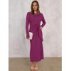 imageANRABESS Womens 2025 Fall Long Sleeve Maxi Dress Crewneck Tie Waist Slit Casual Work Long T Shirt Dresses Trendy OutfitsDeep Purple