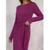 imageANRABESS Womens 2025 Fall Long Sleeve Maxi Dress Crewneck Tie Waist Slit Casual Work Long T Shirt Dresses Trendy OutfitsDeep Purple