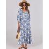 imageANRABESS Womens Boho Maxi Dresses 2025 Summer V Neck Puff Sleeve Floral Flowy Swing Fall Casual Long DressBlue Khaki