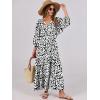 imageANRABESS Womens Boho Maxi Dresses 2025 Summer V Neck Puff Sleeve Floral Flowy Swing Fall Casual Long DressLeopard Print
