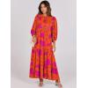 imageANRABESS Womens Boho Maxi Dresses 2025 Summer V Neck Puff Sleeve Floral Flowy Swing Fall Casual Long DressOrange Rose Floral