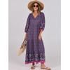 imageANRABESS Womens Boho Maxi Dresses 2025 Summer V Neck Puff Sleeve Floral Flowy Swing Fall Casual Long DressPurple Floral